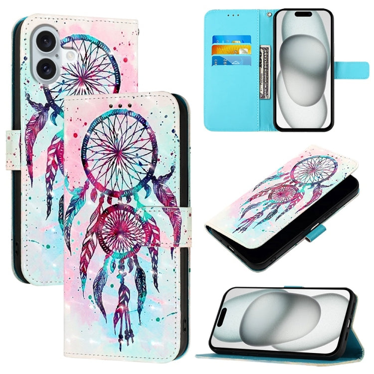 For iPhone 16 Plus 3D Painting Horizontal Flip Leather Phone Case(Color Drop Wind Chimes) - iPhone 16 Plus Cases by PMC TechLife | Online Shopping South Africa | PMC TechLife | Buy Now Pay Later Mobicred