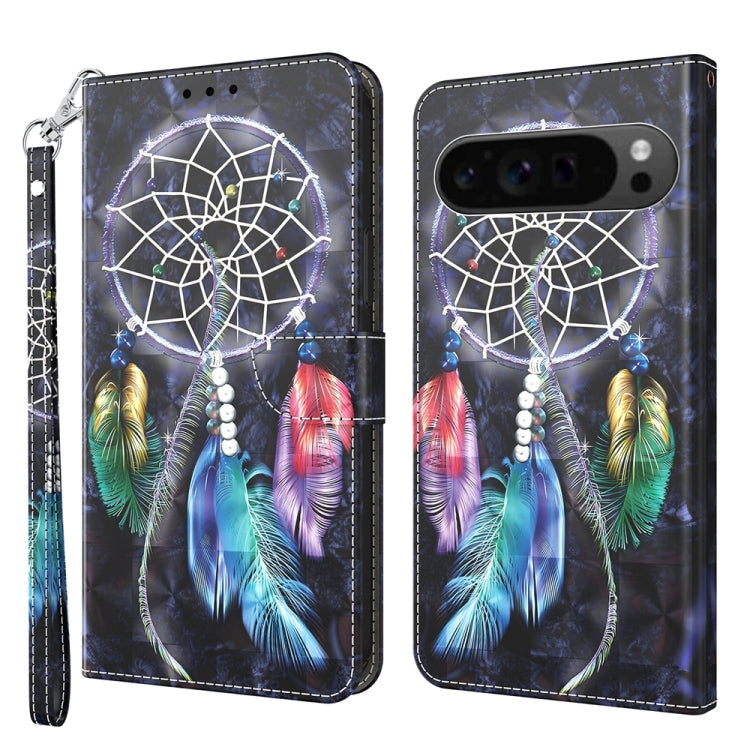For Google Pixel 9 3D Painted Pattern Leather Phone Case(Colorful Dreamcatcher) - Google Cases by PMC TechLife | Online Shopping South Africa | PMC TechLife | Buy Now Pay Later Mobicred