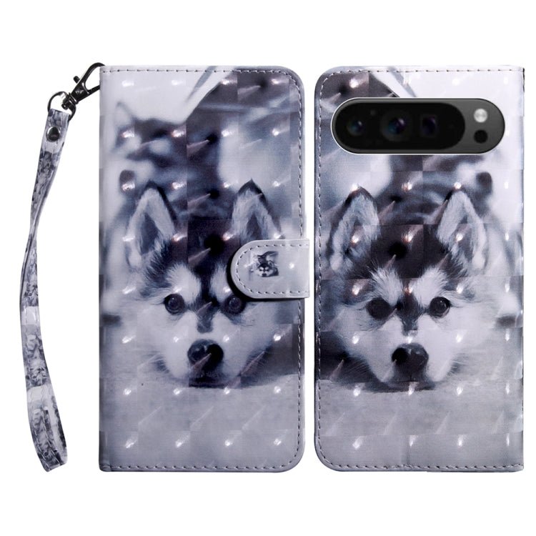 For Google Pixel 9 3D Painted Pattern Leather Phone Case(Husky) - Google Cases by PMC TechLife | Online Shopping South Africa | PMC TechLife | Buy Now Pay Later Mobicred