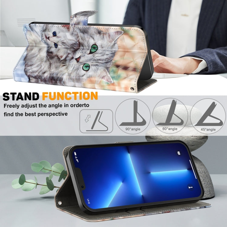 For Google Pixel 9 Pro 3D Painted Pattern Leather Phone Case(Two Loving Cats) - Google Cases by PMC TechLife | Online Shopping South Africa | PMC TechLife | Buy Now Pay Later Mobicred