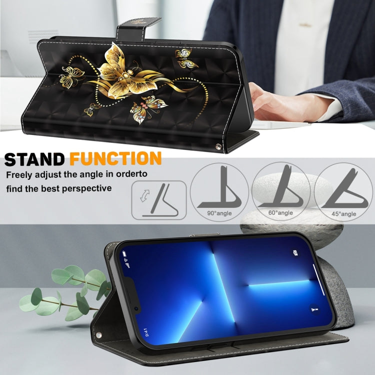 For Google Pixel 9 Pro 3D Painted Pattern Leather Phone Case(Golden Butterfly) - Google Cases by PMC TechLife | Online Shopping South Africa | PMC TechLife | Buy Now Pay Later Mobicred