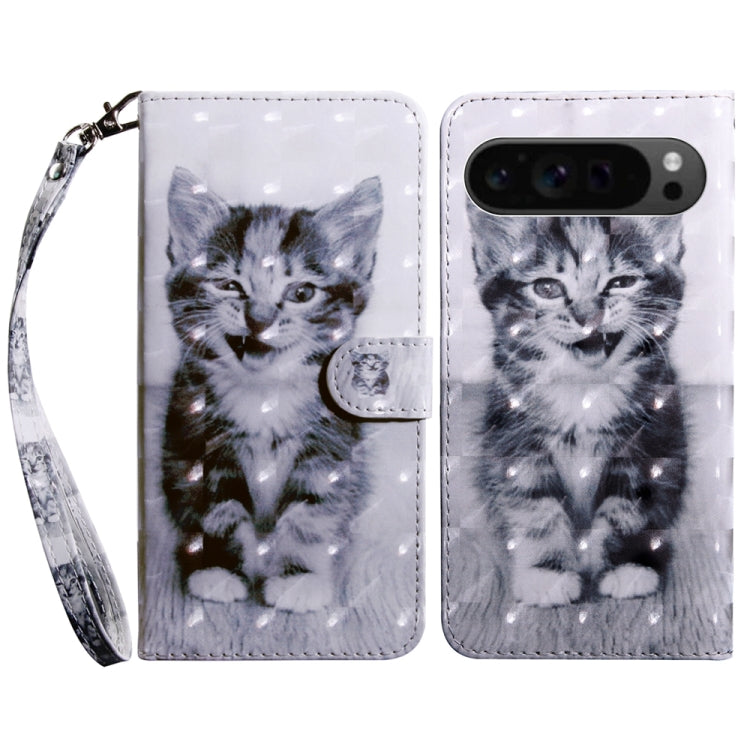For Google Pixel 9 Pro 3D Painted Pattern Leather Phone Case(Smile Cat) - Google Cases by PMC TechLife | Online Shopping South Africa | PMC TechLife | Buy Now Pay Later Mobicred