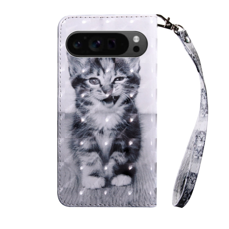 For Google Pixel 9 Pro 3D Painted Pattern Leather Phone Case(Smile Cat) - Google Cases by PMC TechLife | Online Shopping South Africa | PMC TechLife | Buy Now Pay Later Mobicred