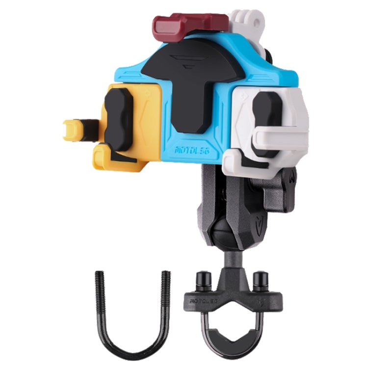 MOTOSLG Crab Motorcycle Phone Clamp Bracket U-Type Headbar Mount(Yellow Blue White) - Holder by MOTOLSG | Online Shopping South Africa | PMC TechLife | Buy Now Pay Later Mobicred