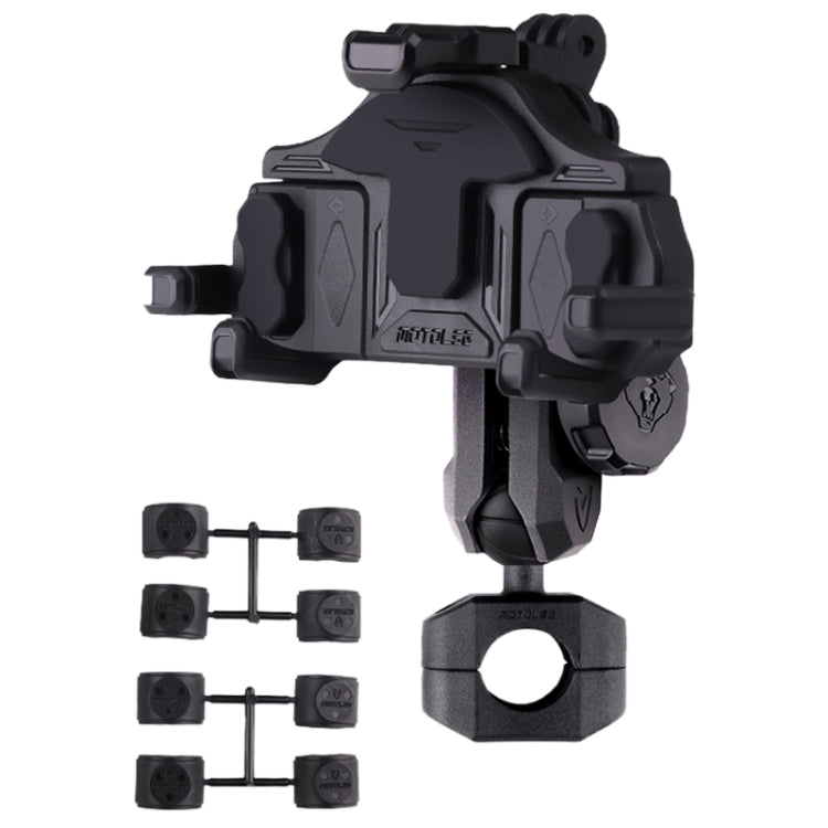MOTOSLG Crab Motorcycle Phone Clamp Bracket O-Type Rear Mirror Mount with Anti-theft Lock(Black) - Holder by MOTOLSG | Online Shopping South Africa | PMC TechLife | Buy Now Pay Later Mobicred