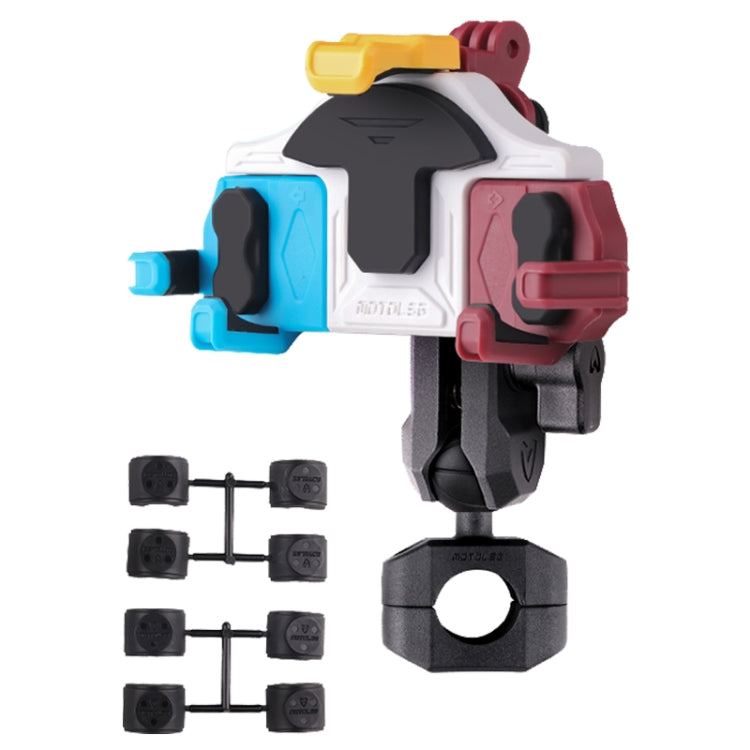 MOTOSLG Crab Motorcycle Phone Clamp Bracket O-Type Rear Mirror Mount(Blue White Red) - free shipping - PMC TechLife - Order now!