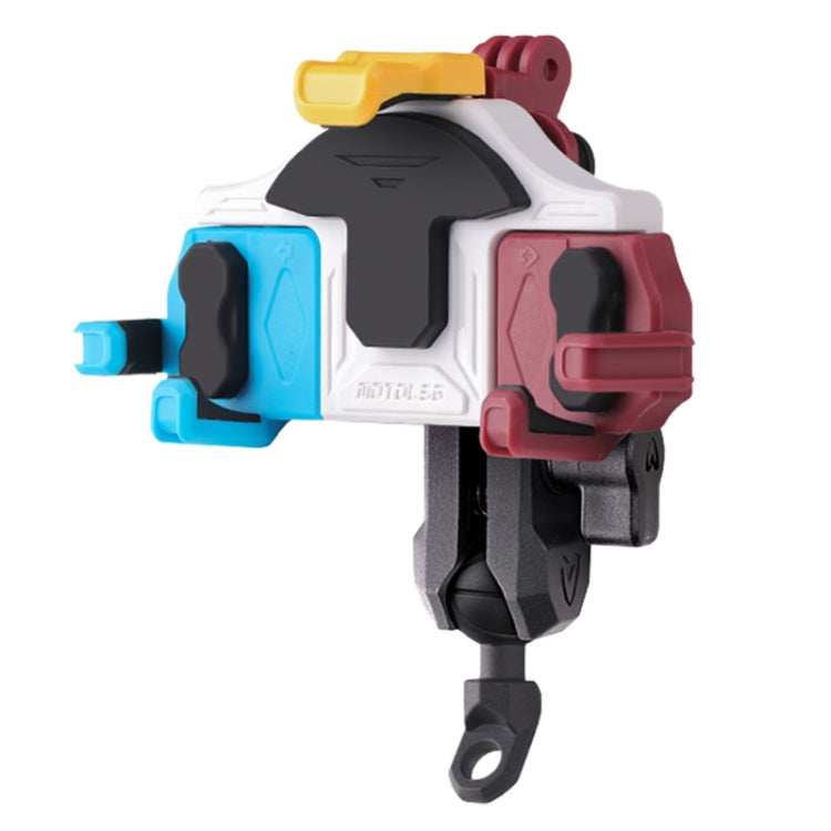 MOTOSLG Crab Motorcycle Phone Clamp Bracket L-Type Rear Mirror Mount(Blue White Red) - Holder by MOTOLSG | Online Shopping South Africa | PMC TechLife | Buy Now Pay Later Mobicred