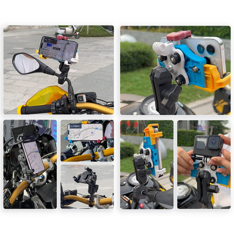 MOTOSLG Crab Motorcycle Phone Clamp Bracket O-Type Rear Mirror Mount(Blue White Red) - free shipping - PMC TechLife - Order now!