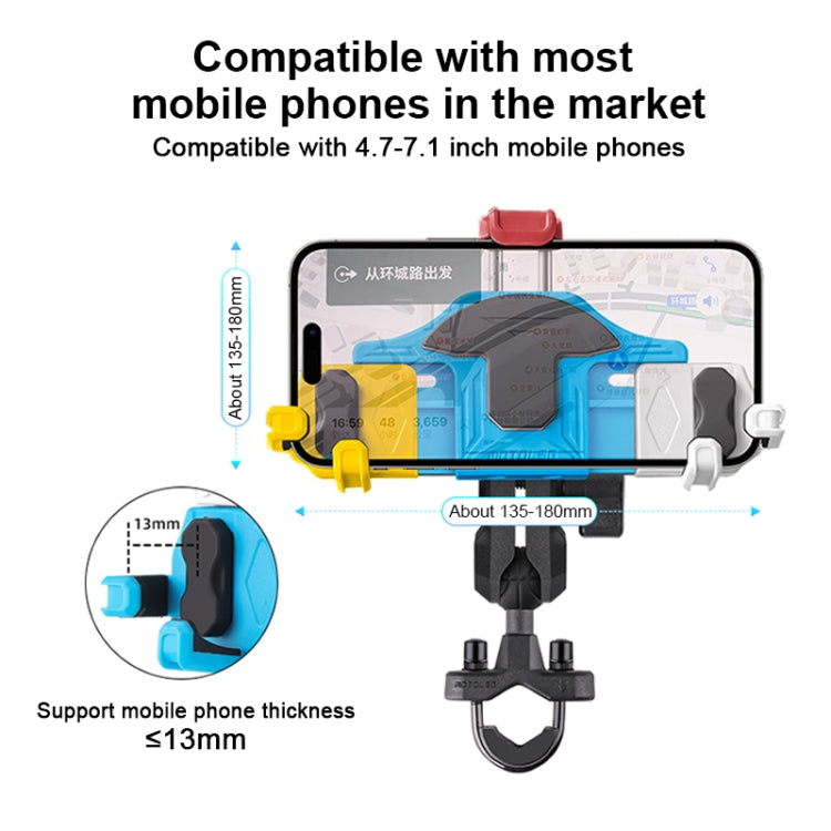 MOTOSLG Crab Motorcycle Phone Clamp Bracket U-Type Headbar Mount(Yellow Blue White) - Holder by MOTOLSG | Online Shopping South Africa | PMC TechLife | Buy Now Pay Later Mobicred