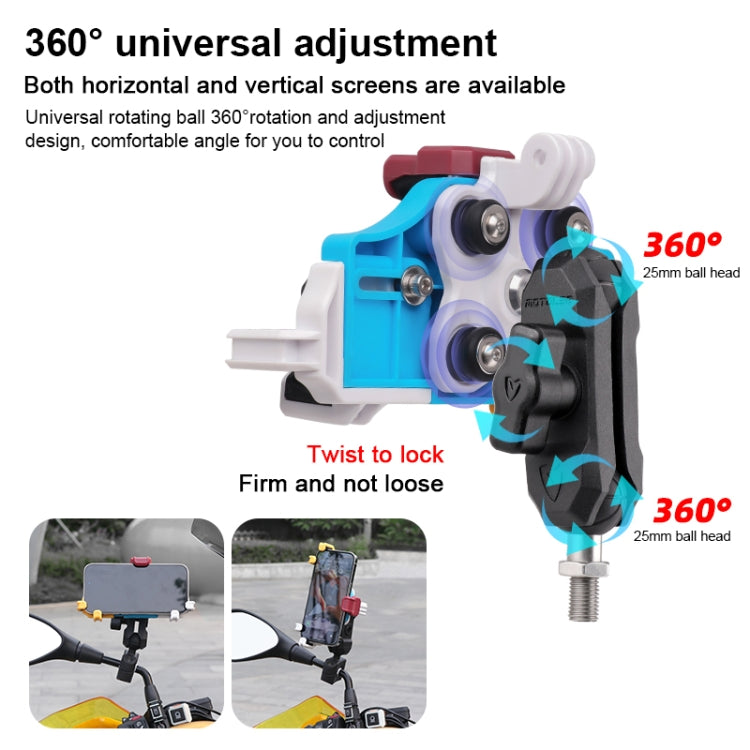 MOTOSLG Crab Motorcycle Phone Clamp Bracket M10 Ballhead Mount(Blue White Red) - free shipping - PMC TechLife - Order now!