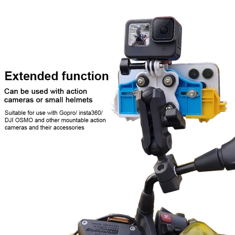 MOTOSLG Crab Motorcycle Phone Clamp Bracket O-Type Rear Mirror Mount with Anti-theft Lock(Blue White Red) - Holder by MOTOLSG | Online Shopping South Africa | PMC TechLife | Buy Now Pay Later Mobicred