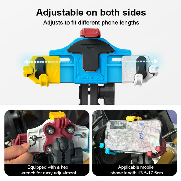 MOTOSLG Crab Motorcycle Phone Clamp Bracket L-Type Rear Mirror Mount(Blue White Red) - Holder by MOTOLSG | Online Shopping South Africa | PMC TechLife | Buy Now Pay Later Mobicred
