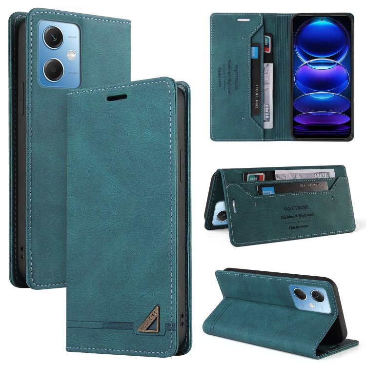 For Xiaomi Redmi Note 12 India/Poco X5 Skin Feel Anti-theft Brush Horizontal Flip Leather Case with Holder(Blue) - Xiaomi Cases by PMC TechLife | Online Shopping South Africa | PMC TechLife | Buy Now Pay Later Mobicred
