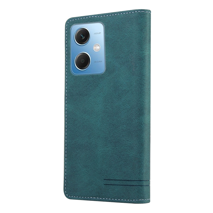 For Xiaomi Redmi Note 12 India/Poco X5 Skin Feel Anti-theft Brush Horizontal Flip Leather Case with Holder(Blue) - Xiaomi Cases by PMC TechLife | Online Shopping South Africa | PMC TechLife | Buy Now Pay Later Mobicred
