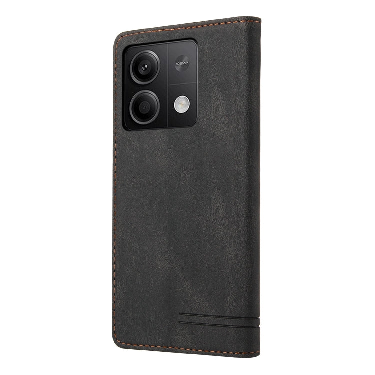 For Xiaomi Redmi Note 13 5G Skin Feel Anti-theft Brush Horizontal Flip Leather Case with Holder(Black) - Note 13 Cases by PMC TechLife | Online Shopping South Africa | PMC TechLife | Buy Now Pay Later Mobicred
