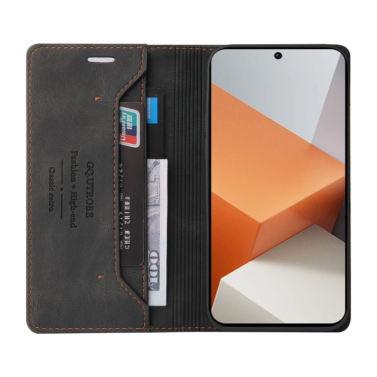 For Xiaomi Redmi Note 13 Pro+ Skin Feel Anti-theft Brush Horizontal Flip Leather Case with Holder(Black) - Note 13 Pro+ Cases by PMC TechLife | Online Shopping South Africa | PMC TechLife | Buy Now Pay Later Mobicred