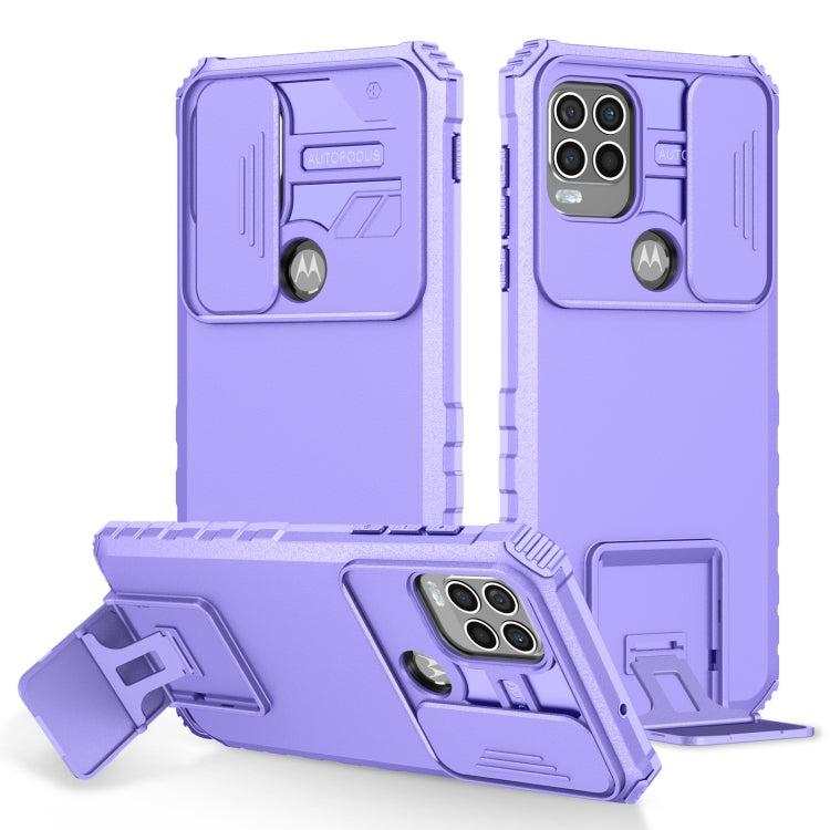 For Motorola Moto G Stylus 5G Stereoscopic Holder Sliding Camshield Phone Case(Purple) - Motorola Cases by PMC TechLife | Online Shopping South Africa | PMC TechLife
