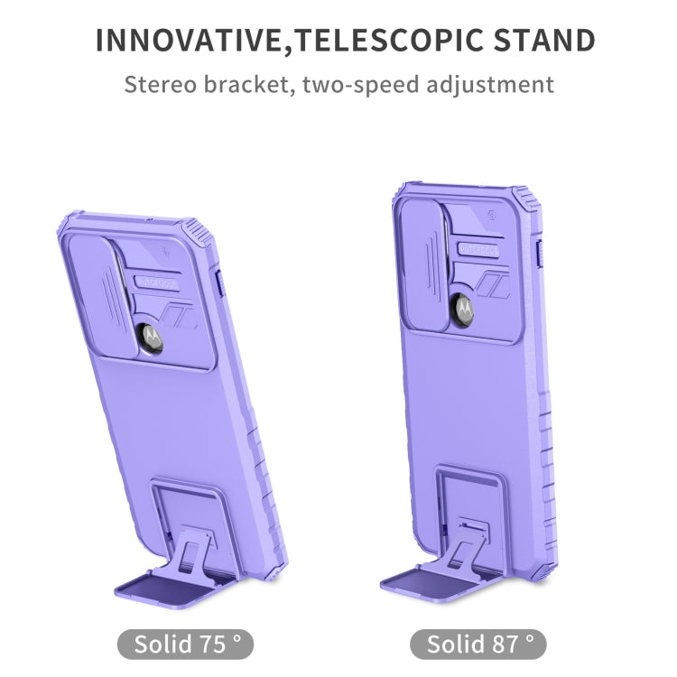 For Motorola Moto G Stylus 5G Stereoscopic Holder Sliding Camshield Phone Case(Purple) - Motorola Cases by PMC TechLife | Online Shopping South Africa | PMC TechLife