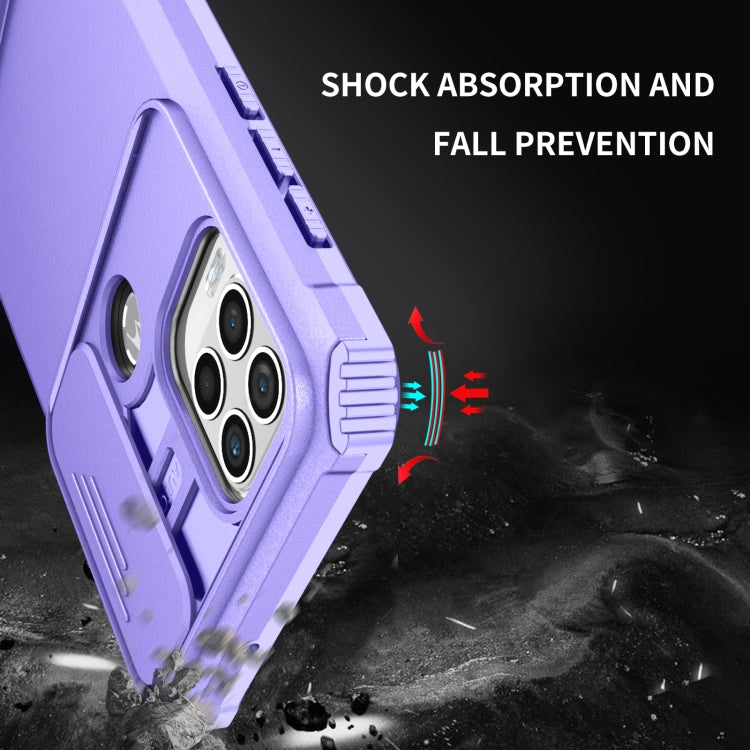 For Motorola Moto G Stylus 5G Stereoscopic Holder Sliding Camshield Phone Case(Purple) - Motorola Cases by PMC TechLife | Online Shopping South Africa | PMC TechLife