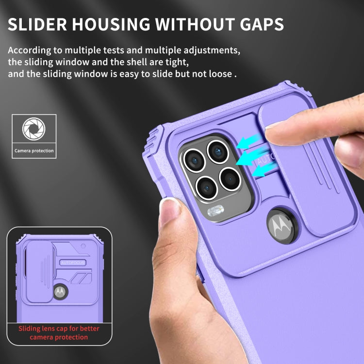 For Motorola Moto G Stylus 5G Stereoscopic Holder Sliding Camshield Phone Case(Purple) - Motorola Cases by PMC TechLife | Online Shopping South Africa | PMC TechLife
