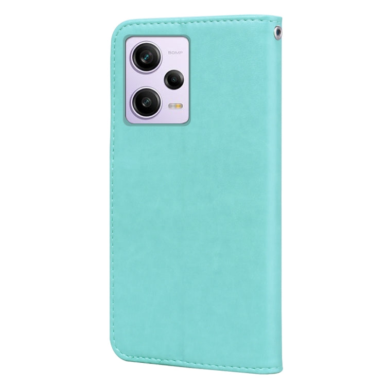 For Xiaomi Redmi Note 12 Pro 5G Global Rose Embossed Flip PU Leather Phone Case(Green) - Xiaomi Cases by PMC TechLife | Online Shopping South Africa | PMC TechLife | Buy Now Pay Later Mobicred