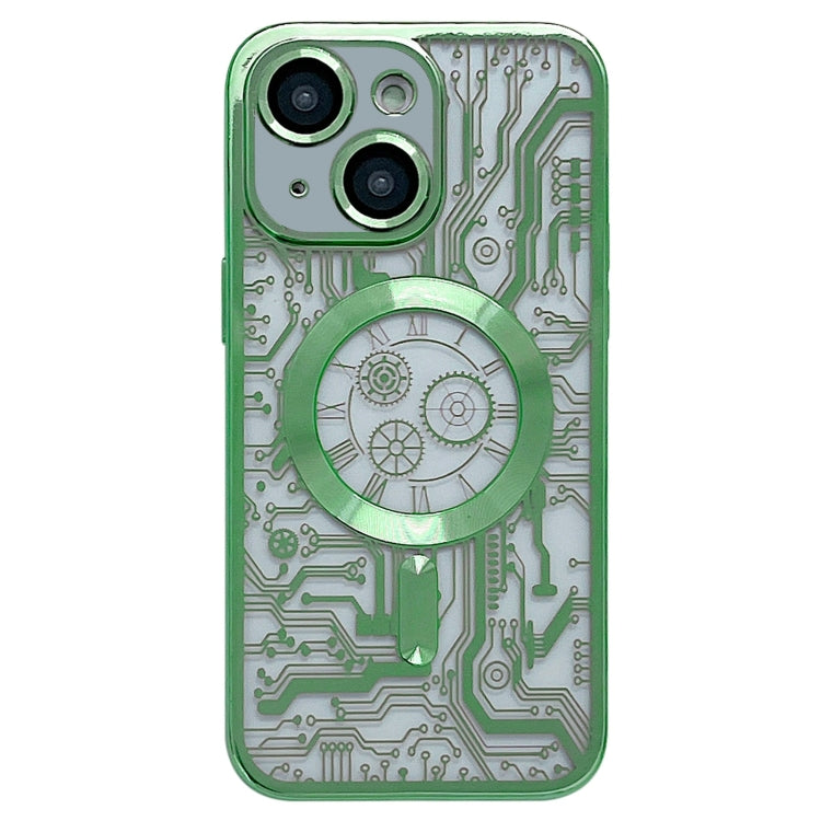 For iPhone 13 Electroplated Circuit Board Pattern MagSafe Phone Case(Green) - iPhone 13 Cases by PMC TechLife | Online Shopping South Africa | PMC TechLife