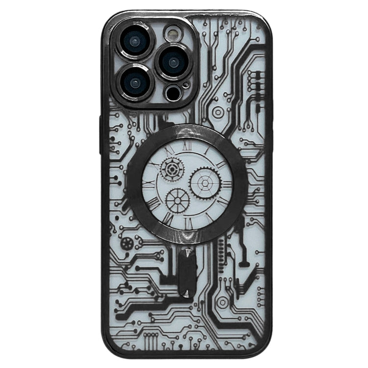 For iPhone 14 Pro Max Electroplated Circuit Board Pattern MagSafe Phone Case(Black) - iPhone 14 Pro Max Cases by PMC TechLife | Online Shopping South Africa | PMC TechLife