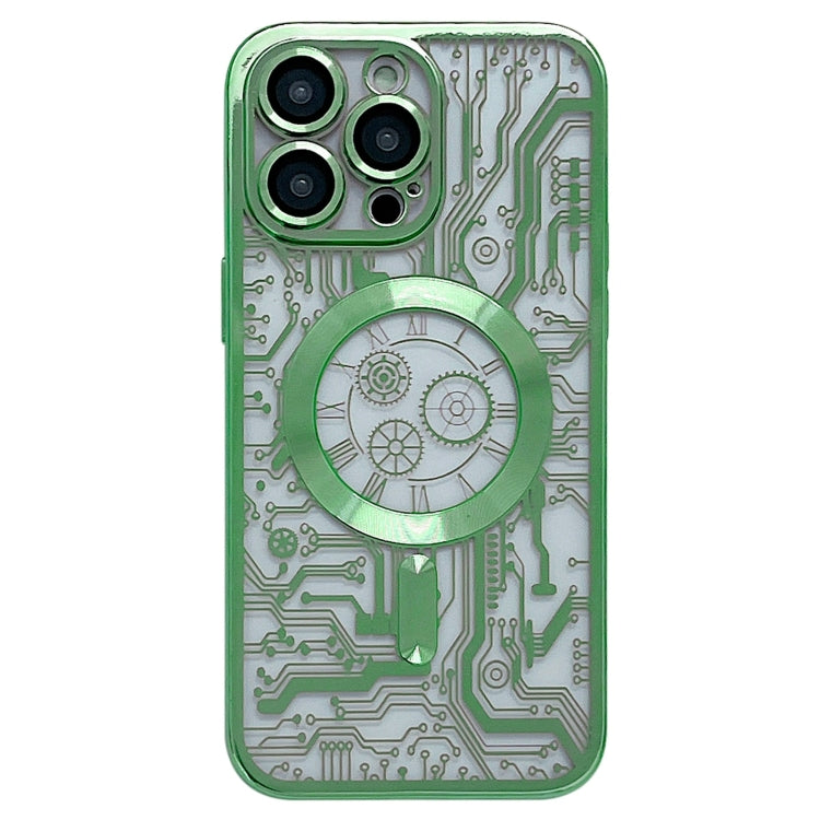 For iPhone 14 Pro Max Electroplated Circuit Board Pattern MagSafe Phone Case(Green) - iPhone 14 Pro Max Cases by PMC TechLife | Online Shopping South Africa | PMC TechLife | Buy Now Pay Later Mobicred