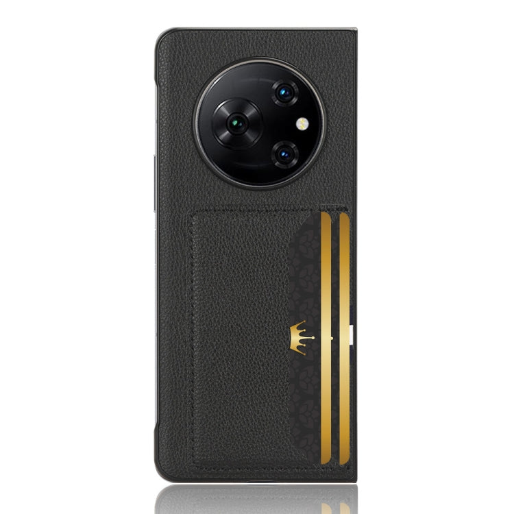 For Tecno Phantom V Fold Litchi Texture Card Slots Back Cover Phone Case(Black) - Tecno Cases by PMC TechLife | Online Shopping South Africa | PMC TechLife