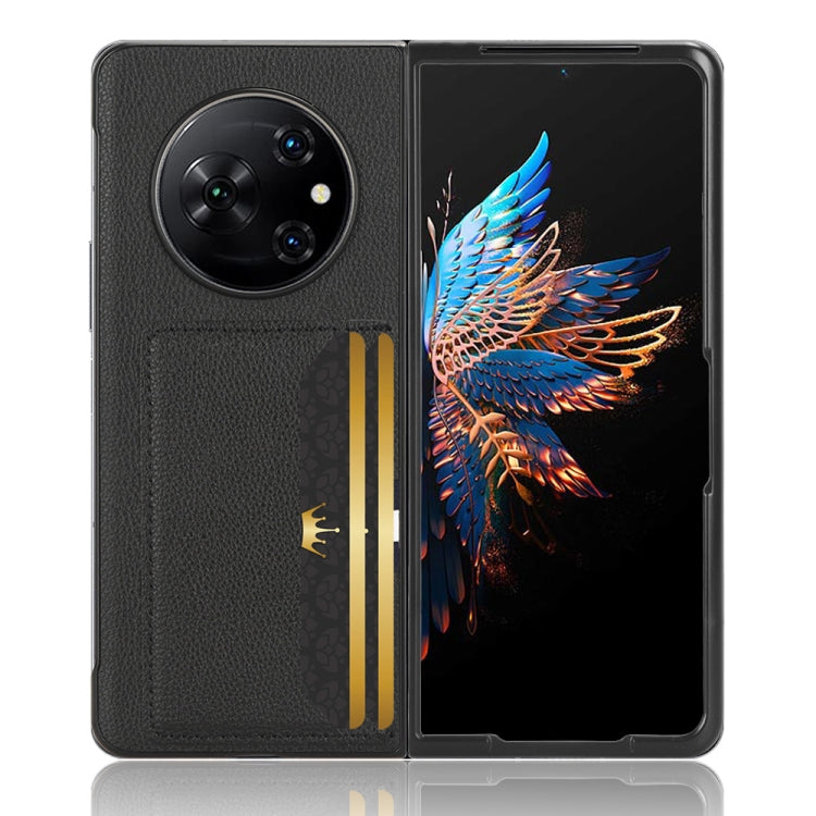 For Tecno Phantom V Fold Litchi Texture Card Slots Back Cover Phone Case(Black) - Tecno Cases by PMC TechLife | Online Shopping South Africa | PMC TechLife