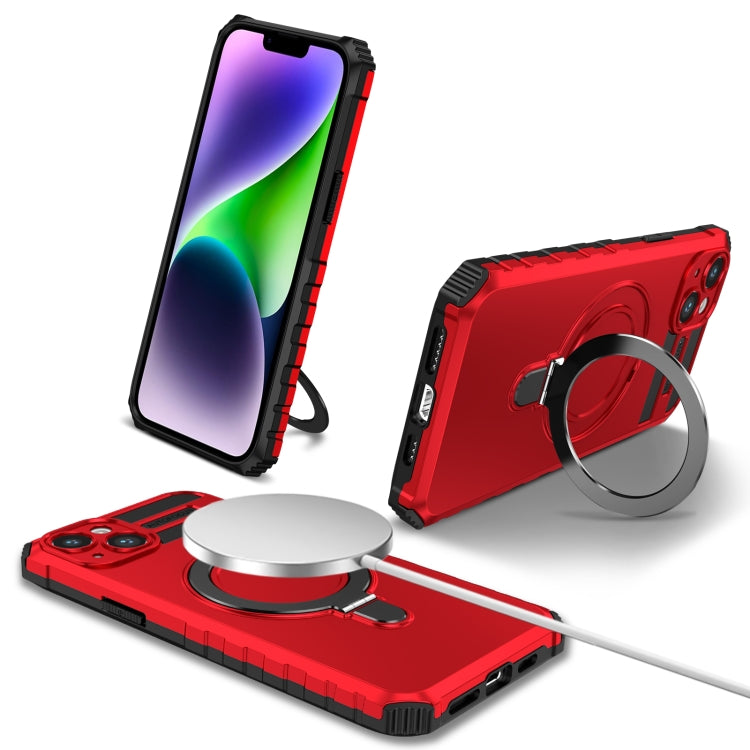 For iPhone 15 Plus MagSafe Magnetic Holder Phone Case(Red) - iPhone 15 Plus Cases by PMC TechLife | Online Shopping South Africa | PMC TechLife