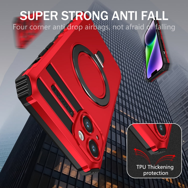 For iPhone 15 Plus MagSafe Magnetic Holder Phone Case(Red) - iPhone 15 Plus Cases by PMC TechLife | Online Shopping South Africa | PMC TechLife