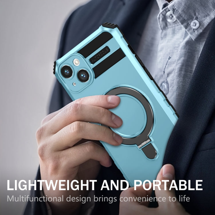 For iPhone 14 MagSafe Magnetic Holder Phone Case(Light Blue) - iPhone 14 Cases by PMC TechLife | Online Shopping South Africa | PMC TechLife