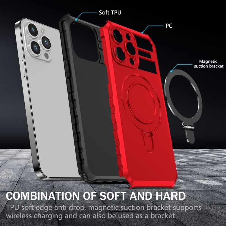 For iPhone 14 Pro MagSafe Magnetic Holder Phone Case(Red) - iPhone 14 Pro Cases by PMC TechLife | Online Shopping South Africa | PMC TechLife