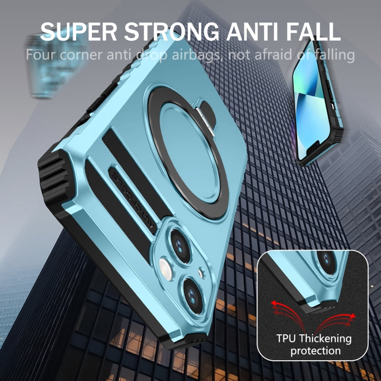 For iPhone 13 MagSafe Magnetic Holder Phone Case(Light Blue) - iPhone 13 Cases by PMC TechLife | Online Shopping South Africa | PMC TechLife