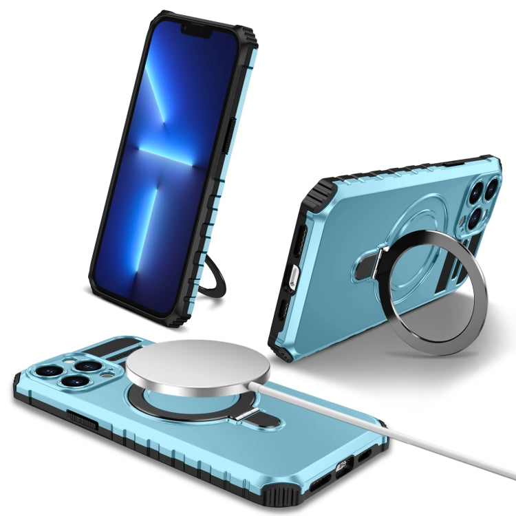 For iPhone 13 Pro MagSafe Magnetic Holder Phone Case(Light Blue) - free shipping - PMC TechLife - Order now!