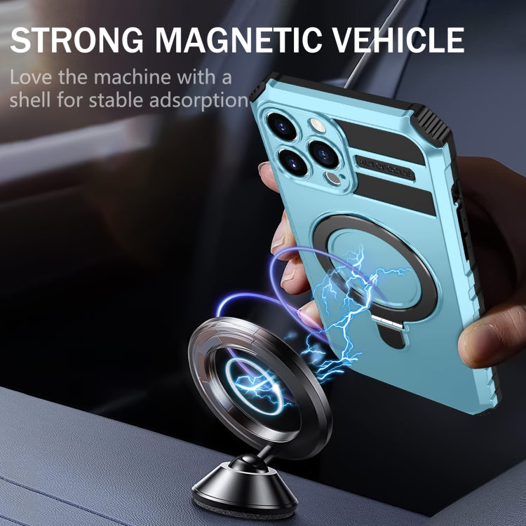 For iPhone 13 Pro MagSafe Magnetic Holder Phone Case(Light Blue) - free shipping - PMC TechLife - Order now!