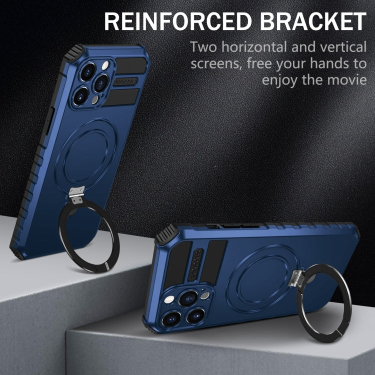 For iPhone 13 Pro Max MagSafe Magnetic Holder Phone Case(Blue) - iPhone 13 Pro Max Cases by PMC TechLife | Online Shopping South Africa | PMC TechLife