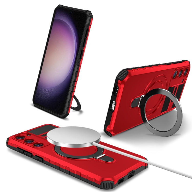 For Samsung Galaxy S23+ 5G MagSafe Magnetic Holder Phone Case(Red) - Galaxy S23+ 5G Cases by PMC TechLife | Online Shopping South Africa | PMC TechLife