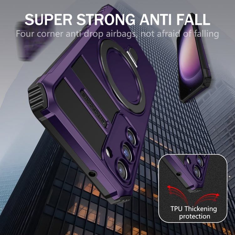 For Samsung Galaxy S23+ 5G MagSafe Magnetic Holder Phone Case(Purple) - Galaxy S23+ 5G Cases by PMC TechLife | Online Shopping South Africa | PMC TechLife