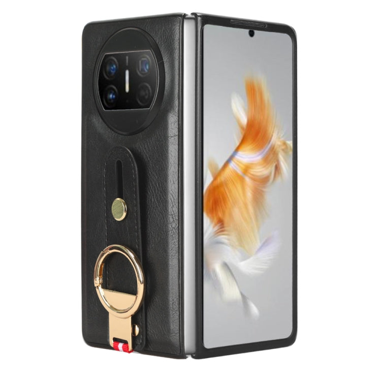 For Huawei Mate X3 Wristband Leather Back Phone Case(Black) - Huawei Cases by PMC TechLife | Online Shopping South Africa | PMC TechLife | Buy Now Pay Later Mobicred