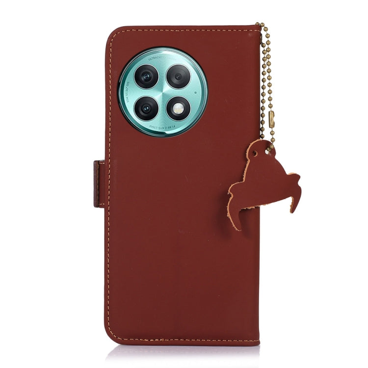 For OnePlus Ace 2 Pro Genuine Leather Magnetic RFID Leather Phone Case(Coffee) - OnePlus Cases by PMC TechLife | Online Shopping South Africa | PMC TechLife | Buy Now Pay Later Mobicred