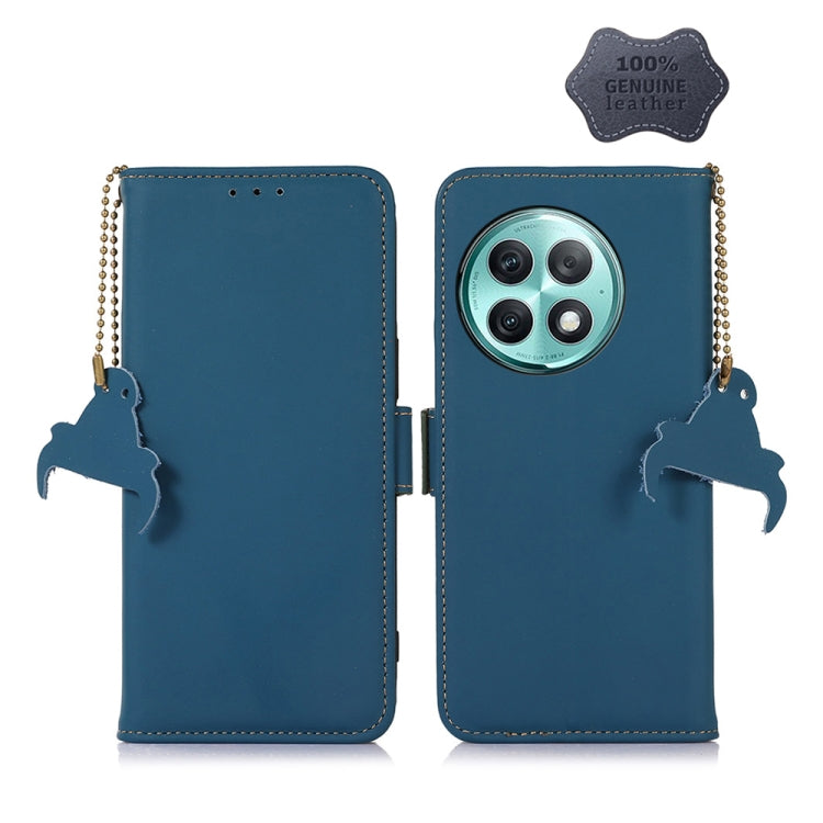 For OnePlus Ace 2 Pro Genuine Leather Magnetic RFID Leather Phone Case(Blue) - OnePlus Cases by PMC TechLife | Online Shopping South Africa | PMC TechLife | Buy Now Pay Later Mobicred
