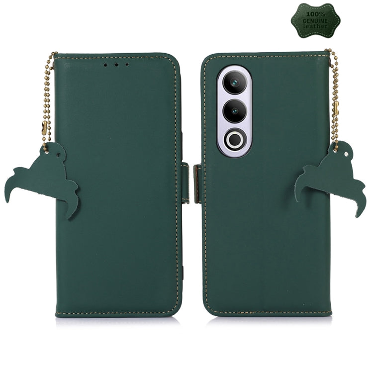 For OnePlus Nord CE4 5G Global Genuine Leather Magnetic RFID Leather Phone Case(Green) - OnePlus Cases by PMC TechLife | Online Shopping South Africa | PMC TechLife | Buy Now Pay Later Mobicred
