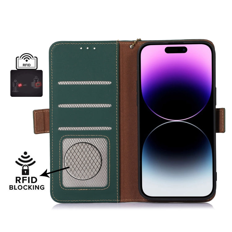 For OnePlus Nord CE4 5G Global Genuine Leather Magnetic RFID Leather Phone Case(Green) - OnePlus Cases by PMC TechLife | Online Shopping South Africa | PMC TechLife | Buy Now Pay Later Mobicred