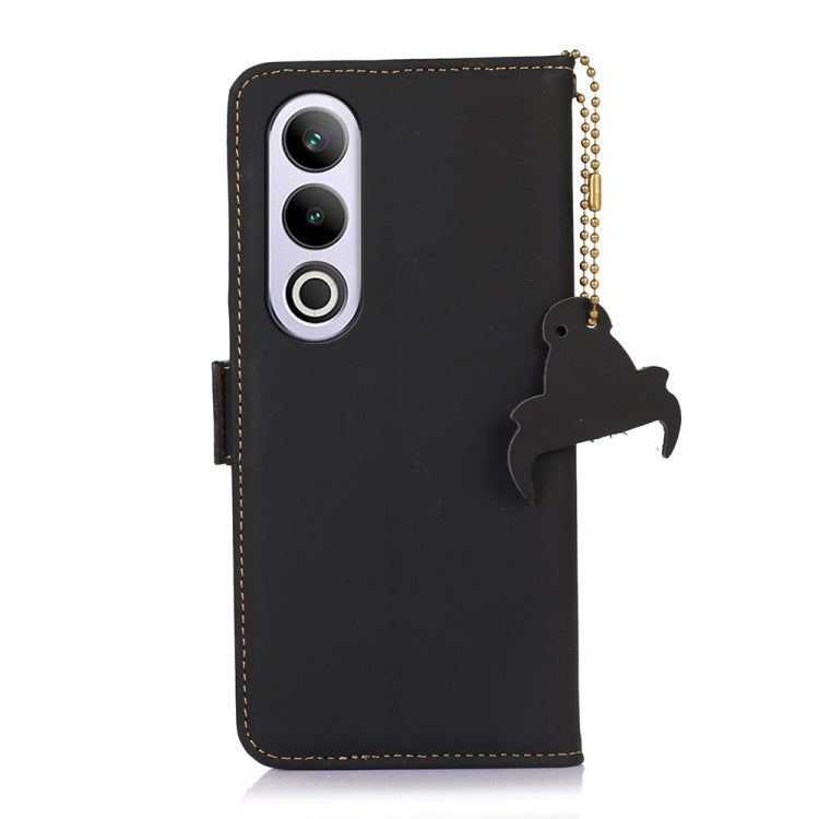 For OnePlus Nord CE4 5G Global Genuine Leather Magnetic RFID Leather Phone Case(Black) - OnePlus Cases by PMC TechLife | Online Shopping South Africa | PMC TechLife | Buy Now Pay Later Mobicred