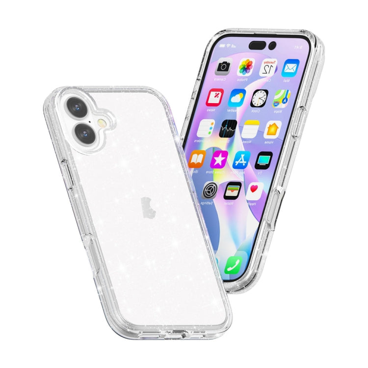 For iPhone 16 Plus Shockproof Terminator Glitter Powder Phone Case(White) - free shipping - PMC TechLife - Order now!