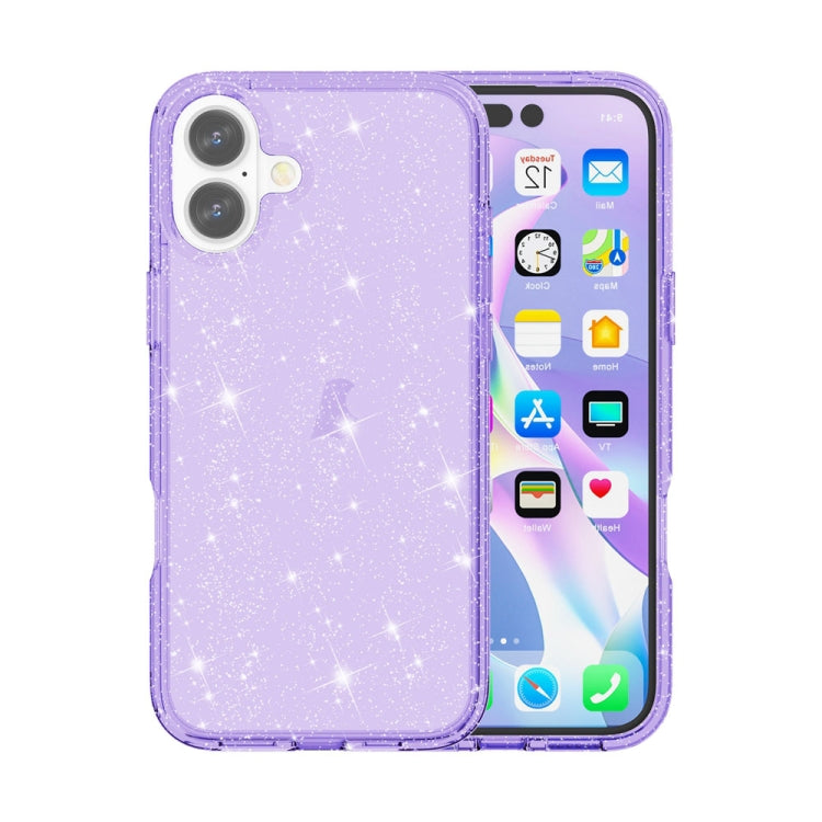 For iPhone 16 Shockproof Terminator Glitter Powder Phone Case(Purple) - iPhone 16 Cases by PMC TechLife | Online Shopping South Africa | PMC TechLife | Buy Now Pay Later Mobicred