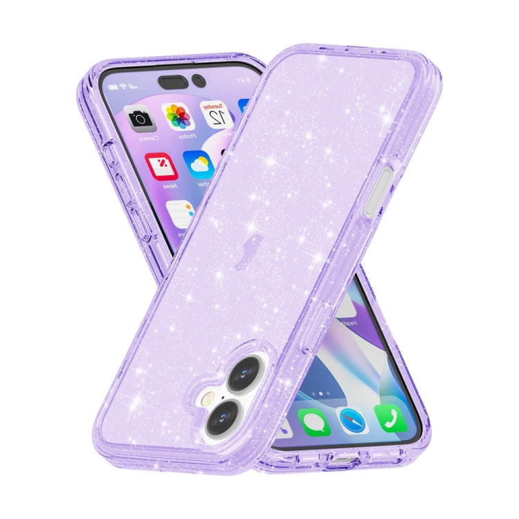 For iPhone 16 Shockproof Terminator Glitter Powder Phone Case(Purple) - iPhone 16 Cases by PMC TechLife | Online Shopping South Africa | PMC TechLife | Buy Now Pay Later Mobicred
