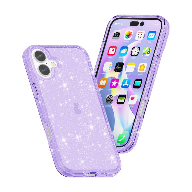 For iPhone 16 Shockproof Terminator Glitter Powder Phone Case(Purple) - iPhone 16 Cases by PMC TechLife | Online Shopping South Africa | PMC TechLife | Buy Now Pay Later Mobicred